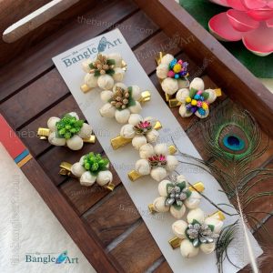 Varalakshmi Return Gift Jasmine Hair Clip – 12 Pair (Assorted)