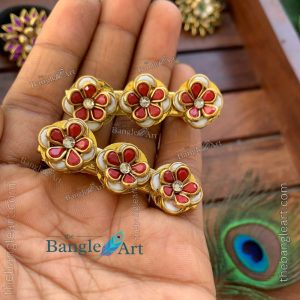 3D Flower Design Kundan Clip