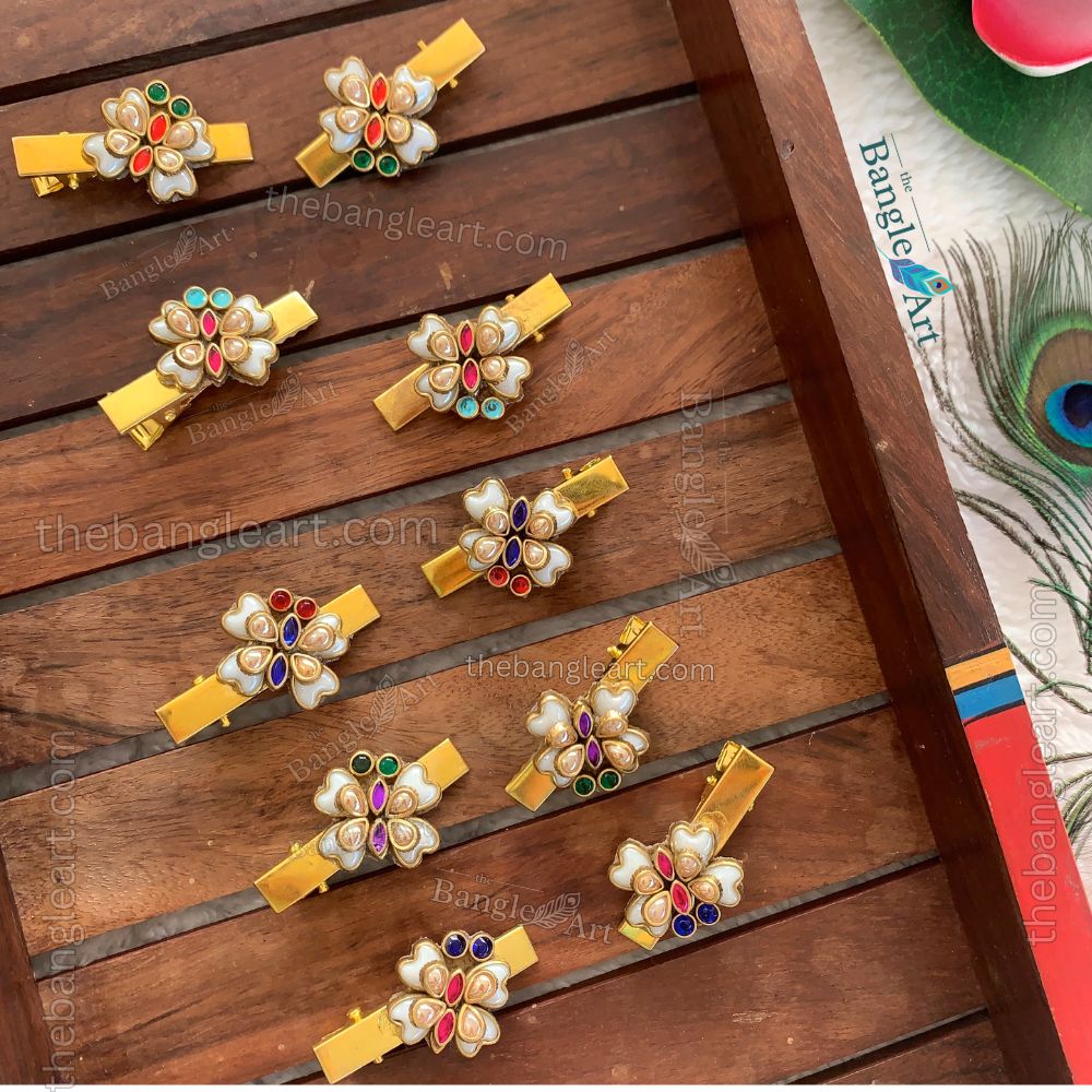 Kundan Alligator Butterfly Hair Clip