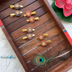 Flower 3D Kundan Alligator Clip