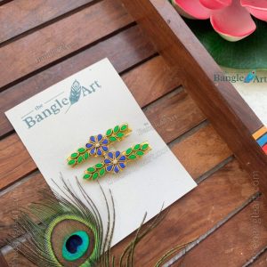 Alligator Hair Clip - Handmade Flower with Leaf Design