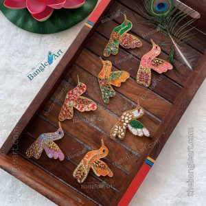 Customised Kundan Brooch Pin - Handmade Bird