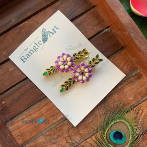 Flower with Leaf Kundan Clip