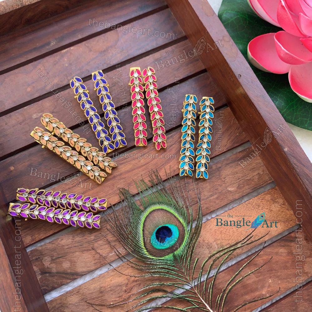 Kundan Leaf Shape Hair Clip